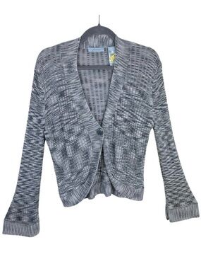 JH Collectibles Gray Heather Long Bell Sleeve Stretchy Button Front Cardigan XL